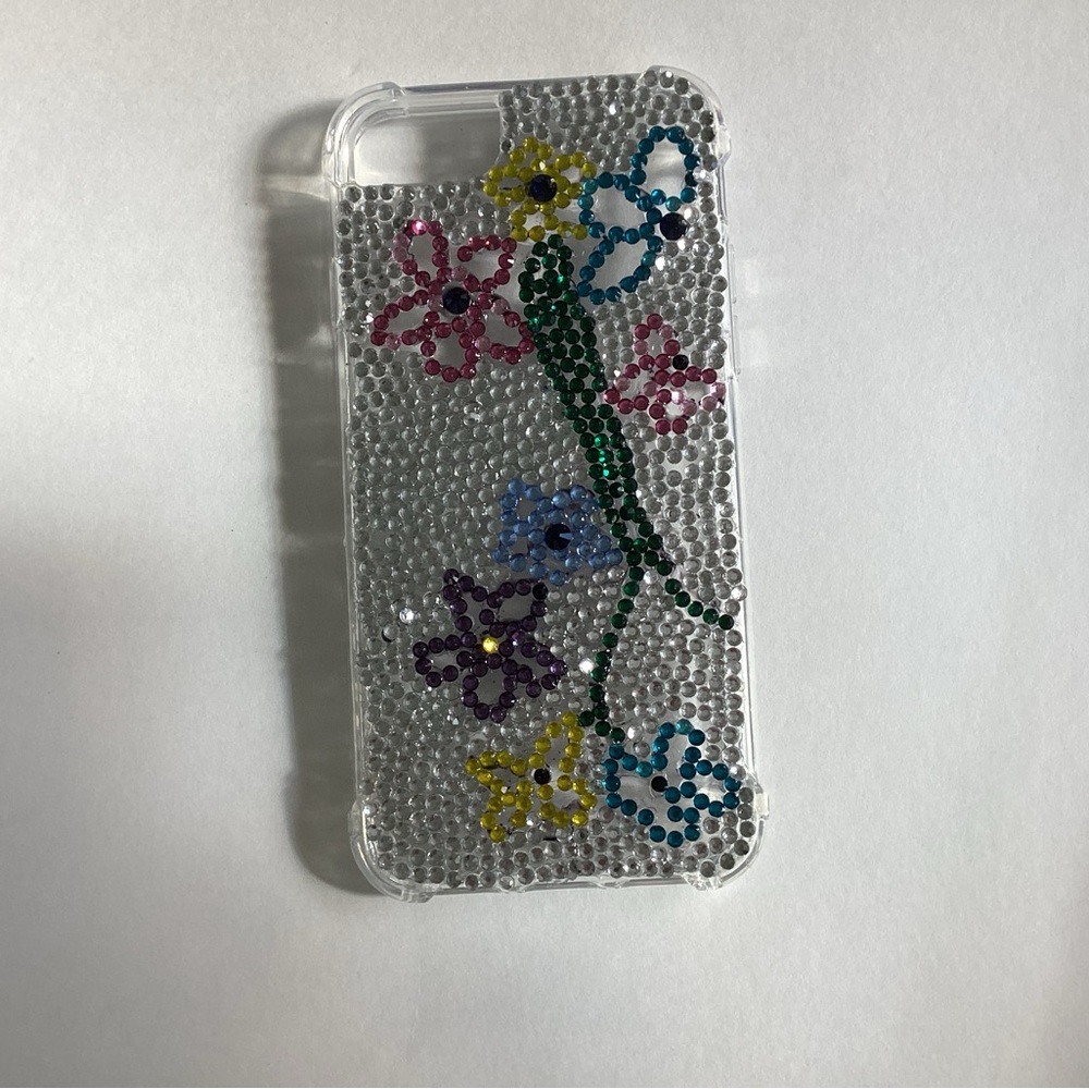 Hand Crafted Clear Floral Rhinestone Phone Case